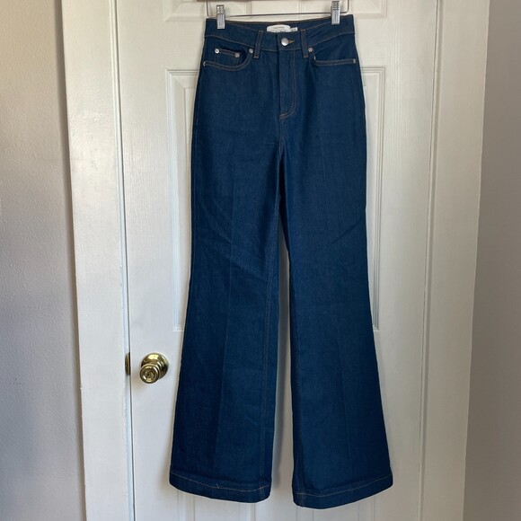 & Other Stories high rise wide leg flare blue jeans size 25 - Picture 1 of 10